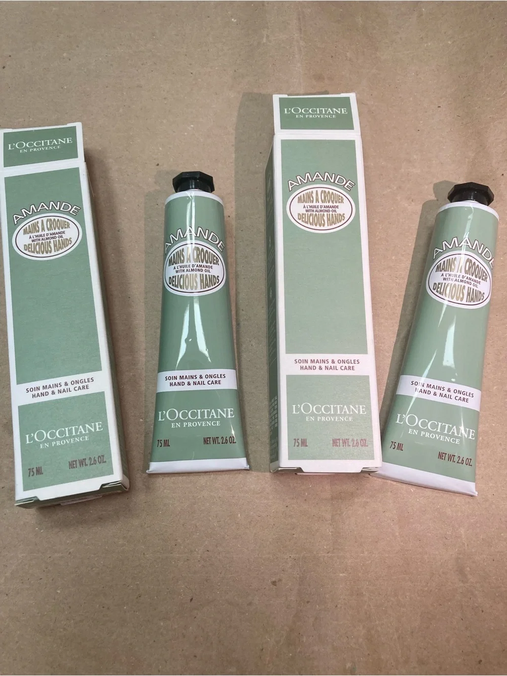 2 x L'Occitane almond amande hand & nail care Hand Cream 75ml
